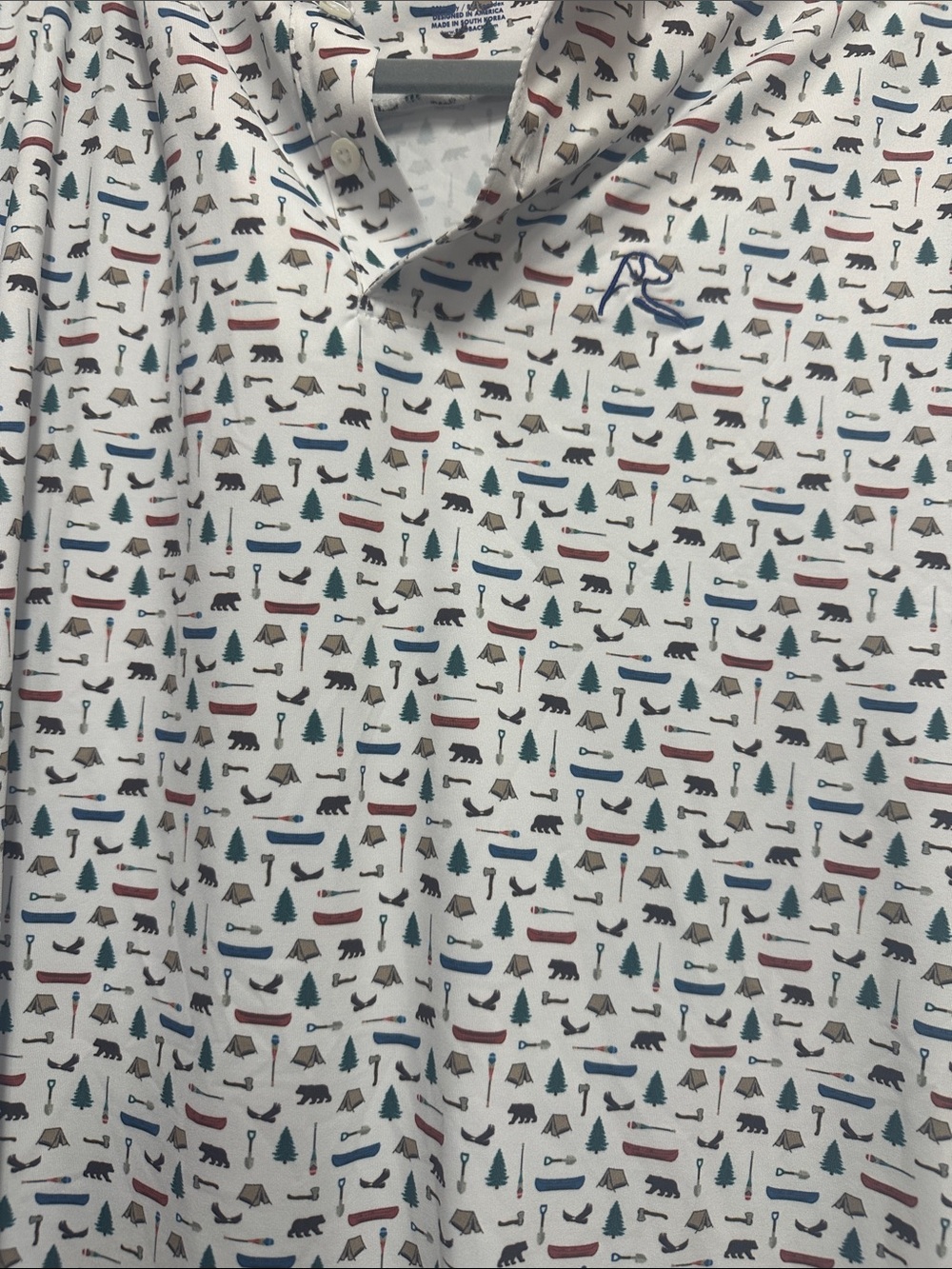 Rhoback White Polo with Multicolor Mini Outdoor Print - Picture 3 of 4